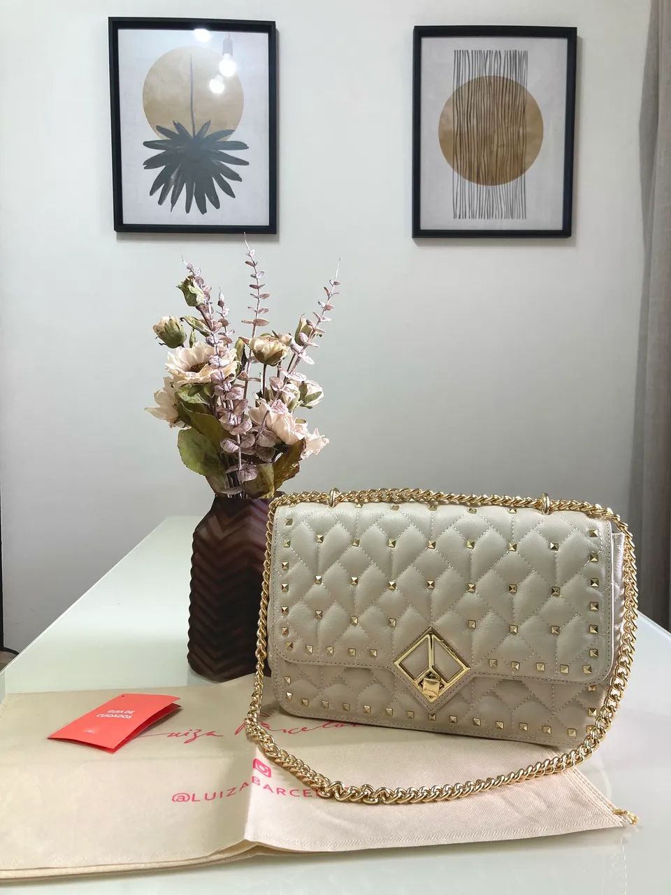 Bolsa Grande Luiza Barcelos Corrente e Spikes Off White
