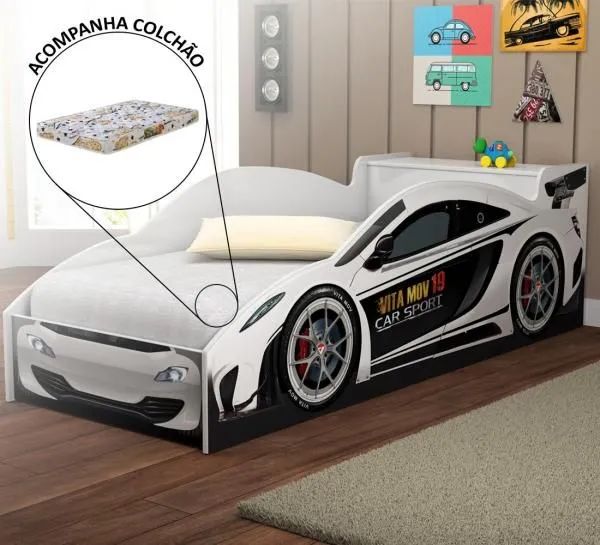 Cama carro solteirão com baú + colchão  - Foto 2