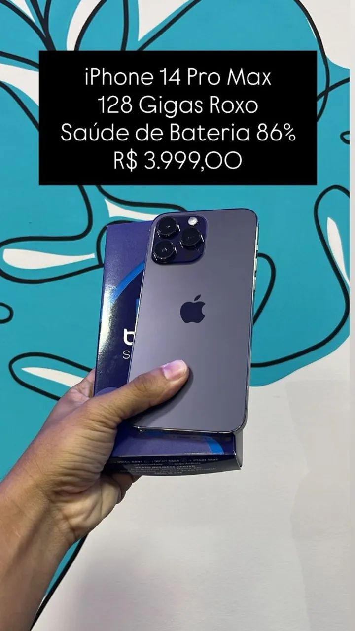 iPhone 14 Pro Max / 128GB ROXO / Saúde de Bateria: 86% / Original