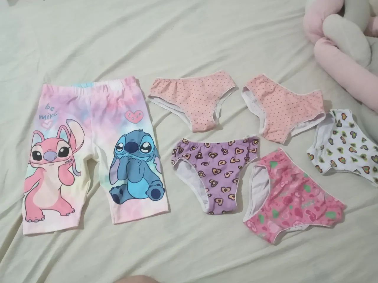 Kit shorts stitch&angel + calcinhas infantil  menina
