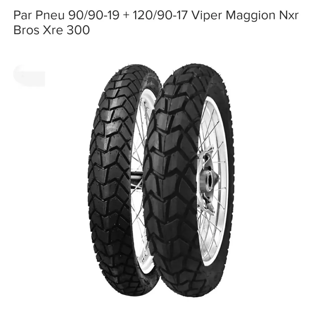 Par Pneus 90/90-19 + 120/90-17 Viper Maggion Nxr Bros Xre 300