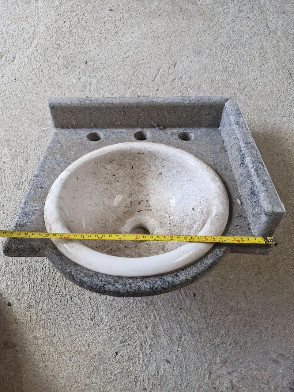 Pia de Lavabo de Canto em Granito com Cuba Cerâmica - Pronta para Instalar<br>