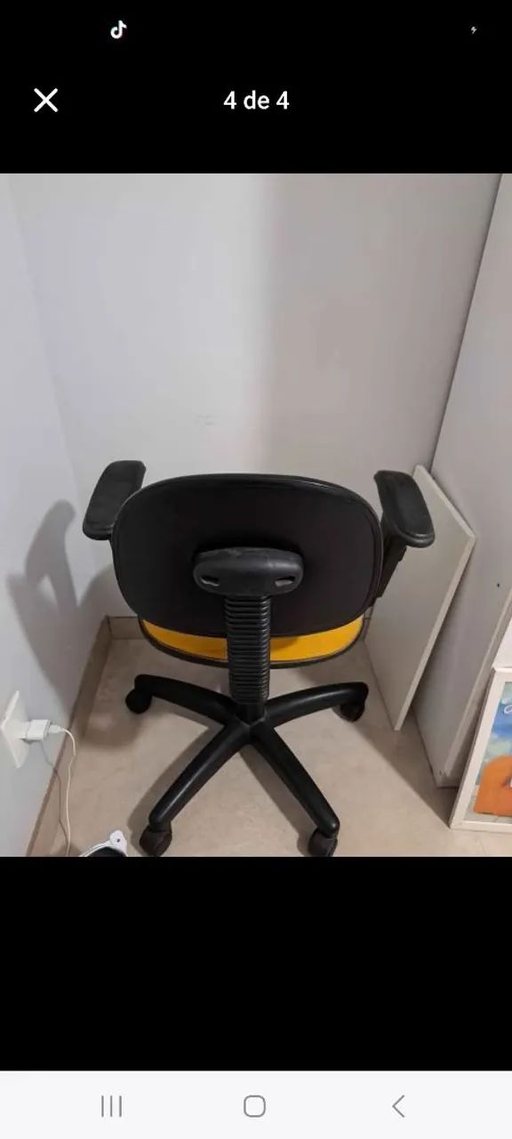 Cadeira de Escritório Giratória Amarela - Foto 3