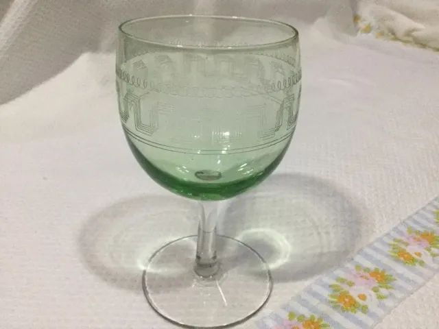 Taça De Cristal Lapidada Verde Esmeralda Anos 30 - Foto 3