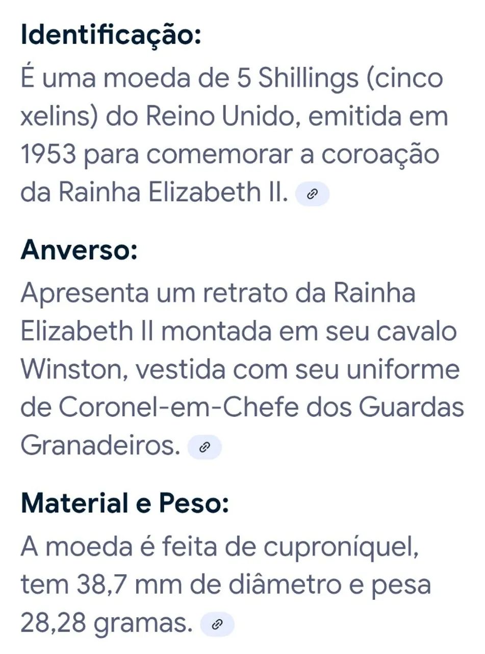 Moeda Antiga Elizabeth II - Cinco Shillings - Foto 3