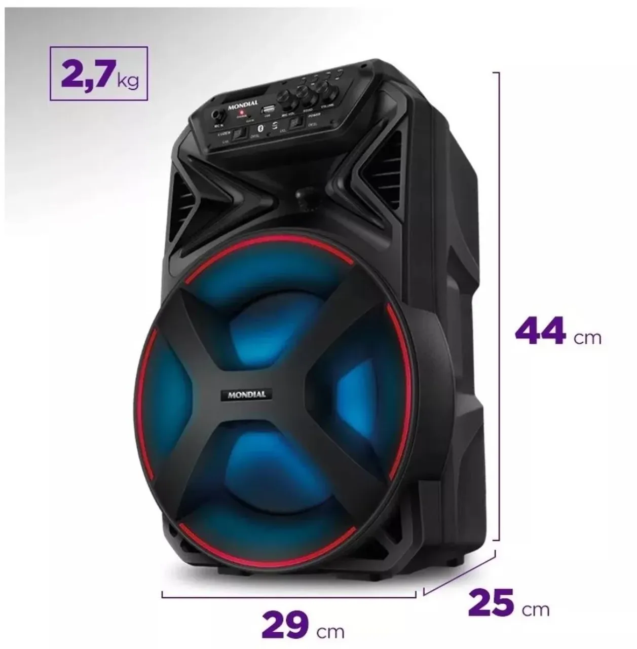 Caixa de Som Portátil Mondial - 2,7 kg