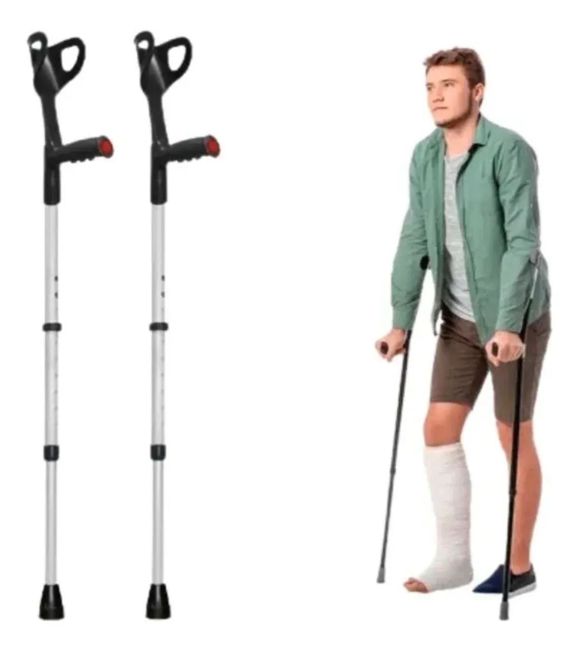 Par de Muletas Auxiliares de Alumínio