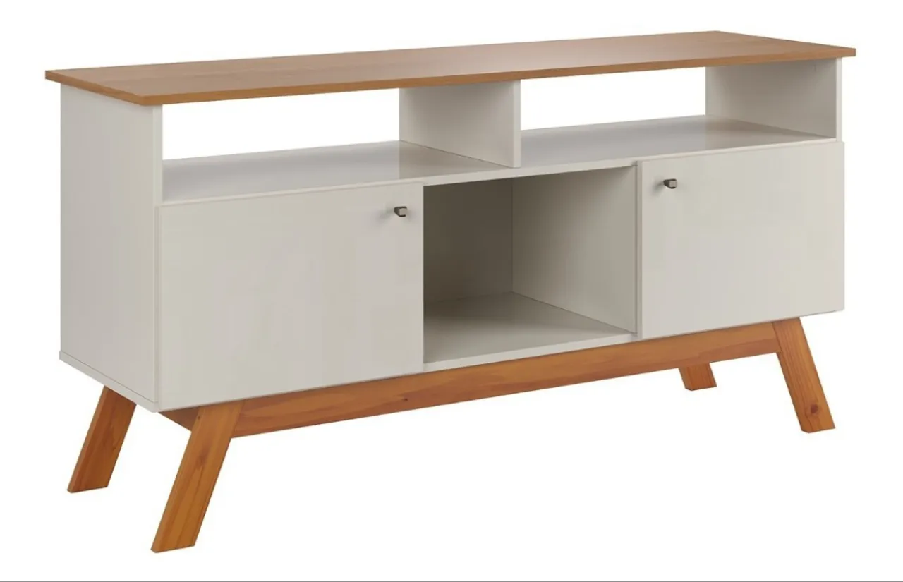 Rack branco e madeira novo