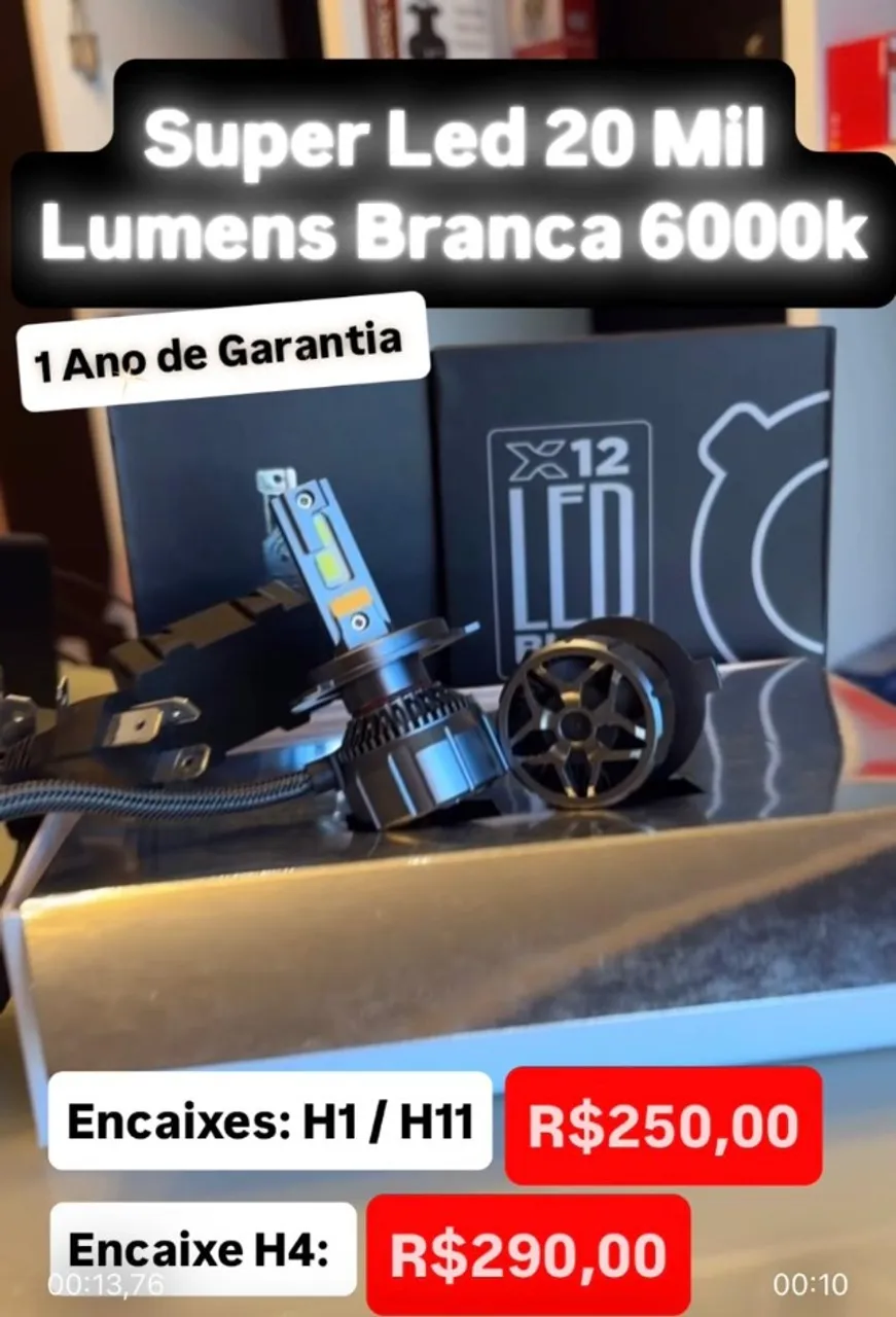 Lâmpadas Super Led Ultra 20 Mil Lumens 200w Farol Baixo Alto Milha Luz Carro