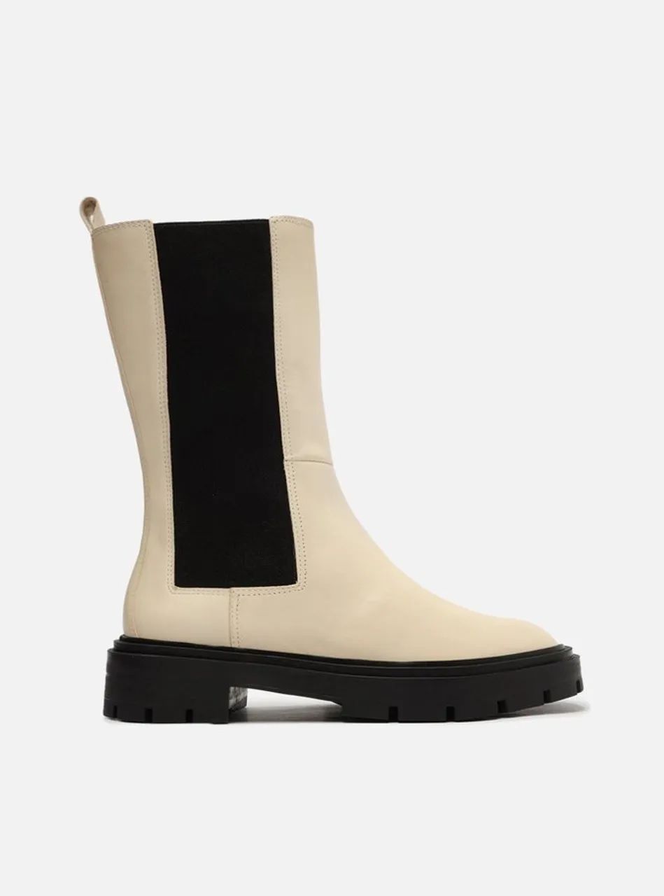 Bota Arezzo Off-White Cano Médio Tratorada | Nova | Tam 36