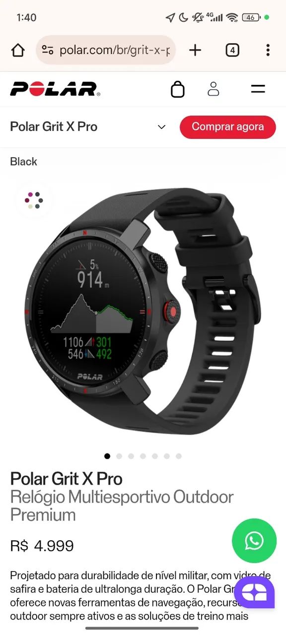 Smartwatch Polar Grit X Pro  Perfeito Estado - Foto 4