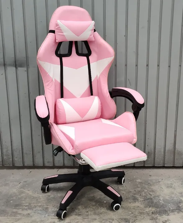 Cadeira Gamer Rosa e Branca Com Pedal Usada
