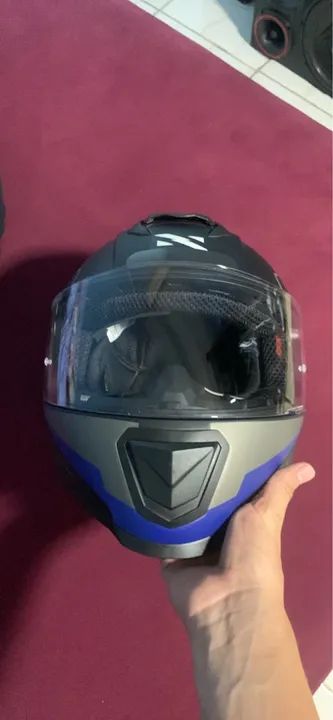 Capacete Norisk preto e azul - Foto 4
