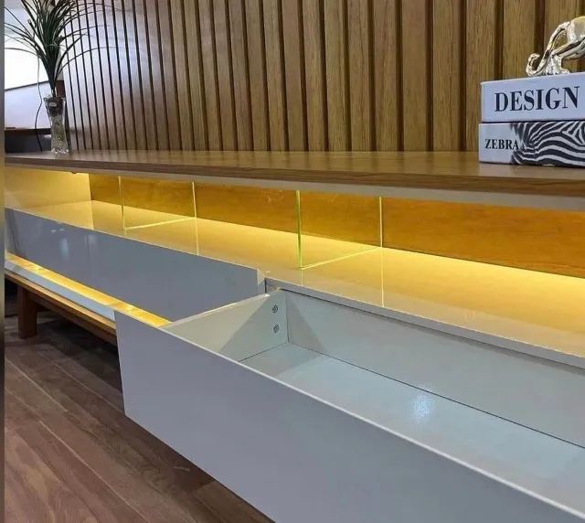 Rack Requinte Naturale/off C/ Led 100% MDF TV até 75 Polegadas Larg. 2.12m - Foto 3