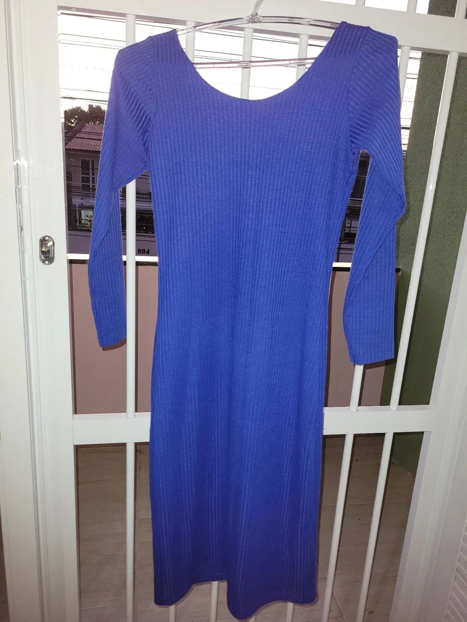 Vestido azul de manga comprida - Foto 3