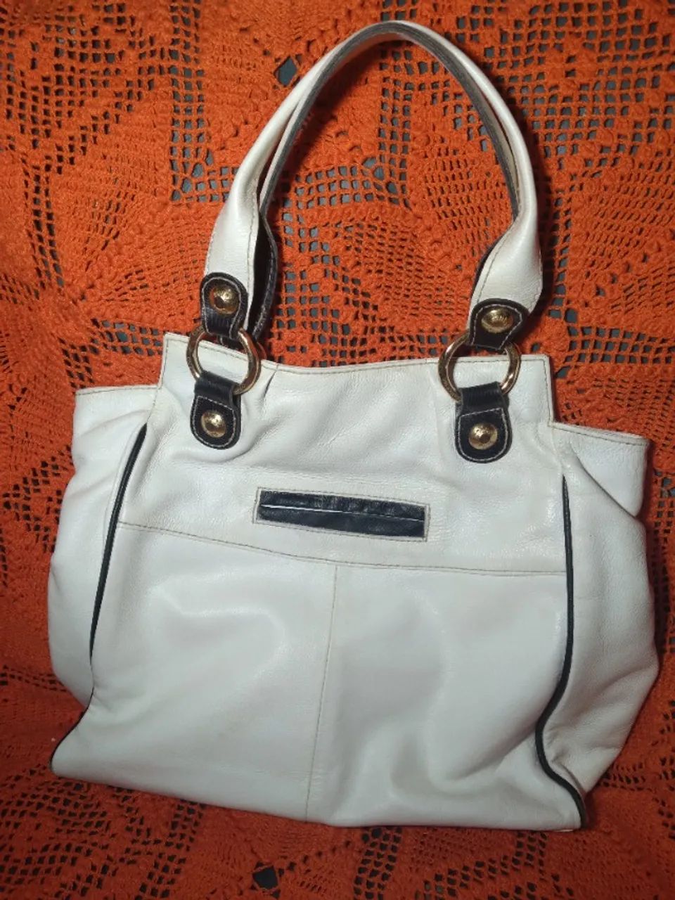 Bolsa  de  couro  couro  fino  bege - Foto 4
