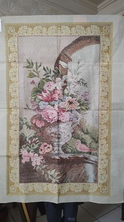 Tapeçaria Francesa bordado à mão com flores - Foto 5