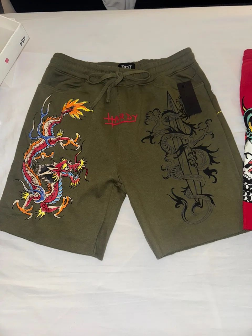Shorts de Moletom Ed Hardy Dragon Tattoo Verde