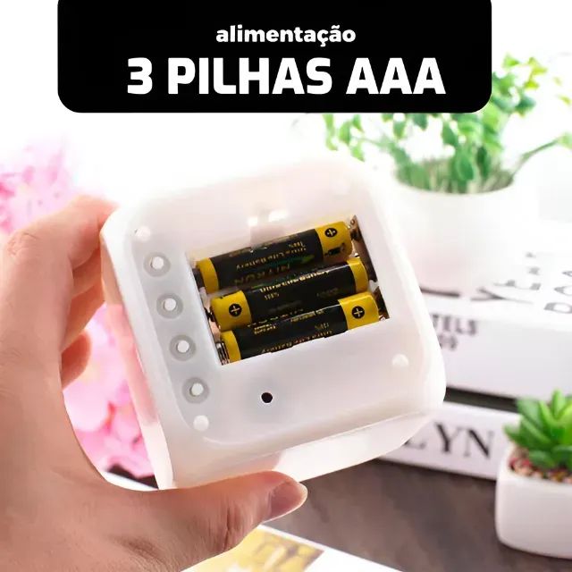 relogio despertador digital de mesa led colorido - Foto 2