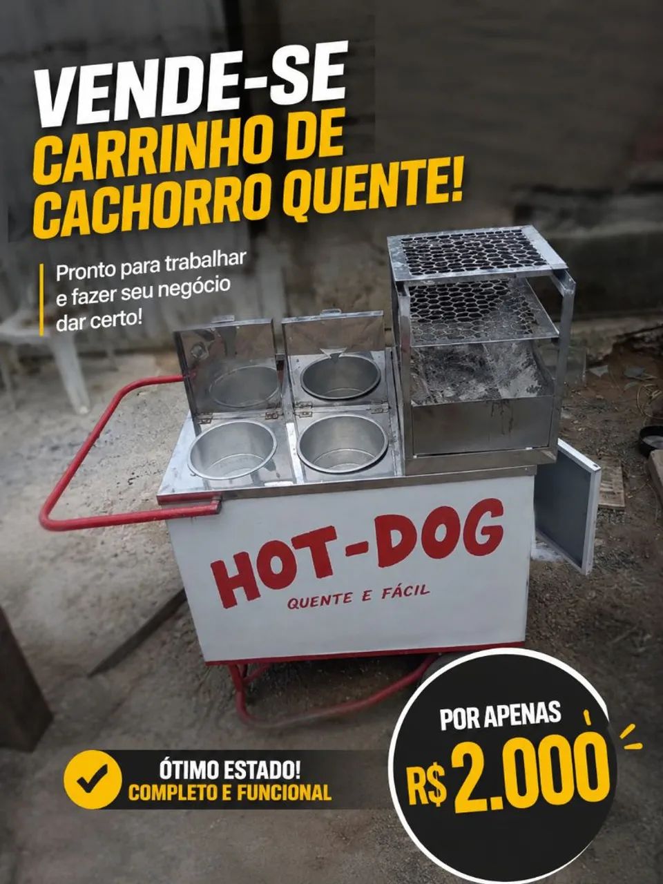 Vende se carrinho de cachorro quente com churrasqueira adptada - Foto 2