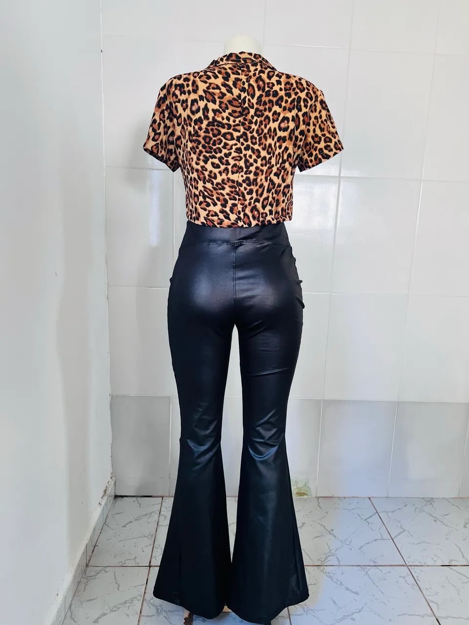 Calça de Couro PU Elegante  - Foto 3