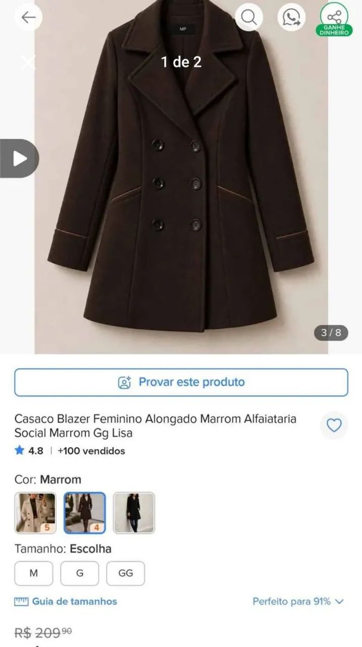 Casaco lã batida novo G