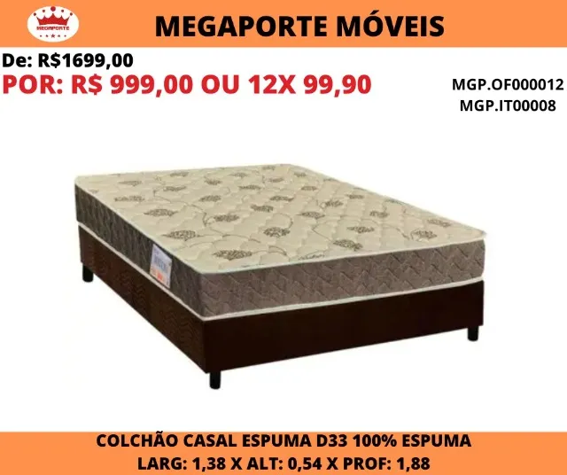 Conjunto Box Espuma D33 Queen - Camas e Colchões - Conjunto