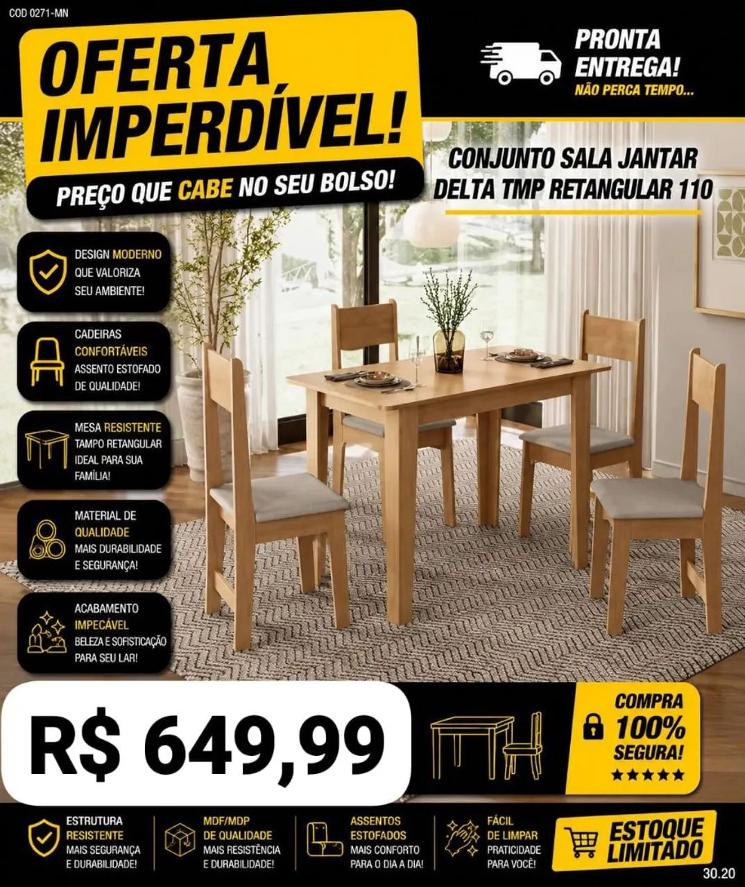 MESAS DE JANTAR FRETE GRÁTIS  - Foto 4