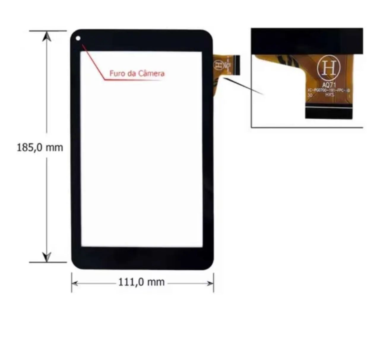 Tela vidro touch Tablet Multilaser M7s, 