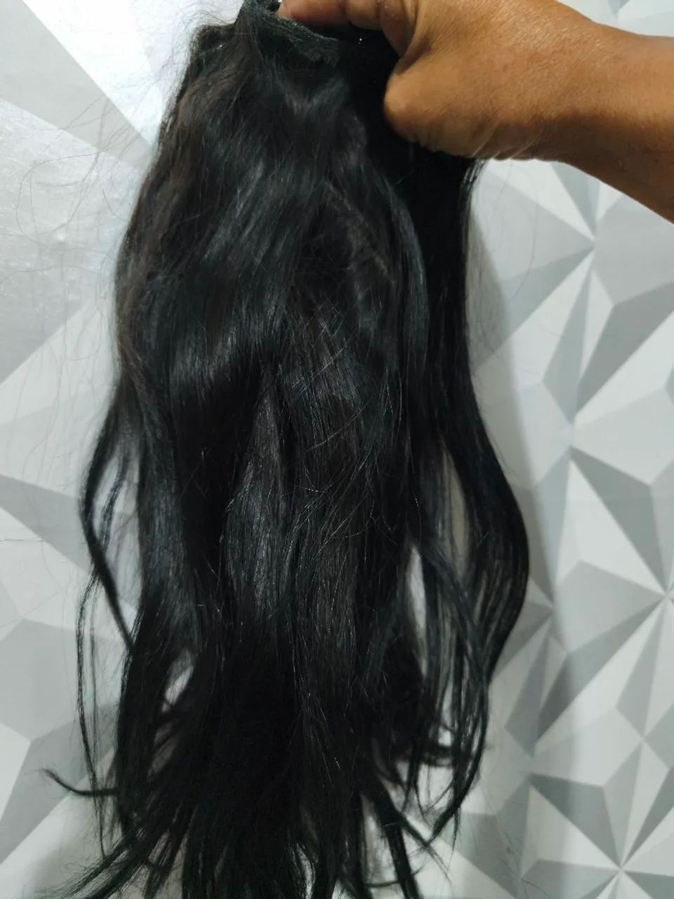 3 TELAS DE CABELO HUMANO BEM CHEIAS,45 CENTÍMETROS  - Foto 3