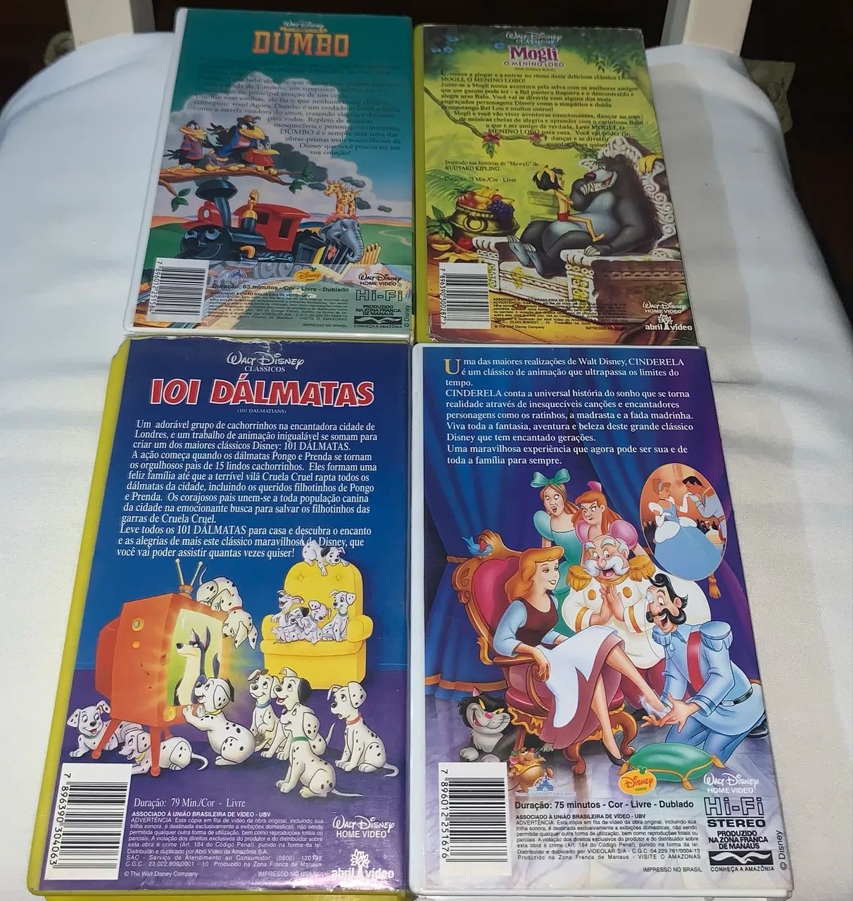4 fitas Vhs Disney Clássicas Cinderela 101 Dálmatas Dumbo e Mogli  - Foto 5