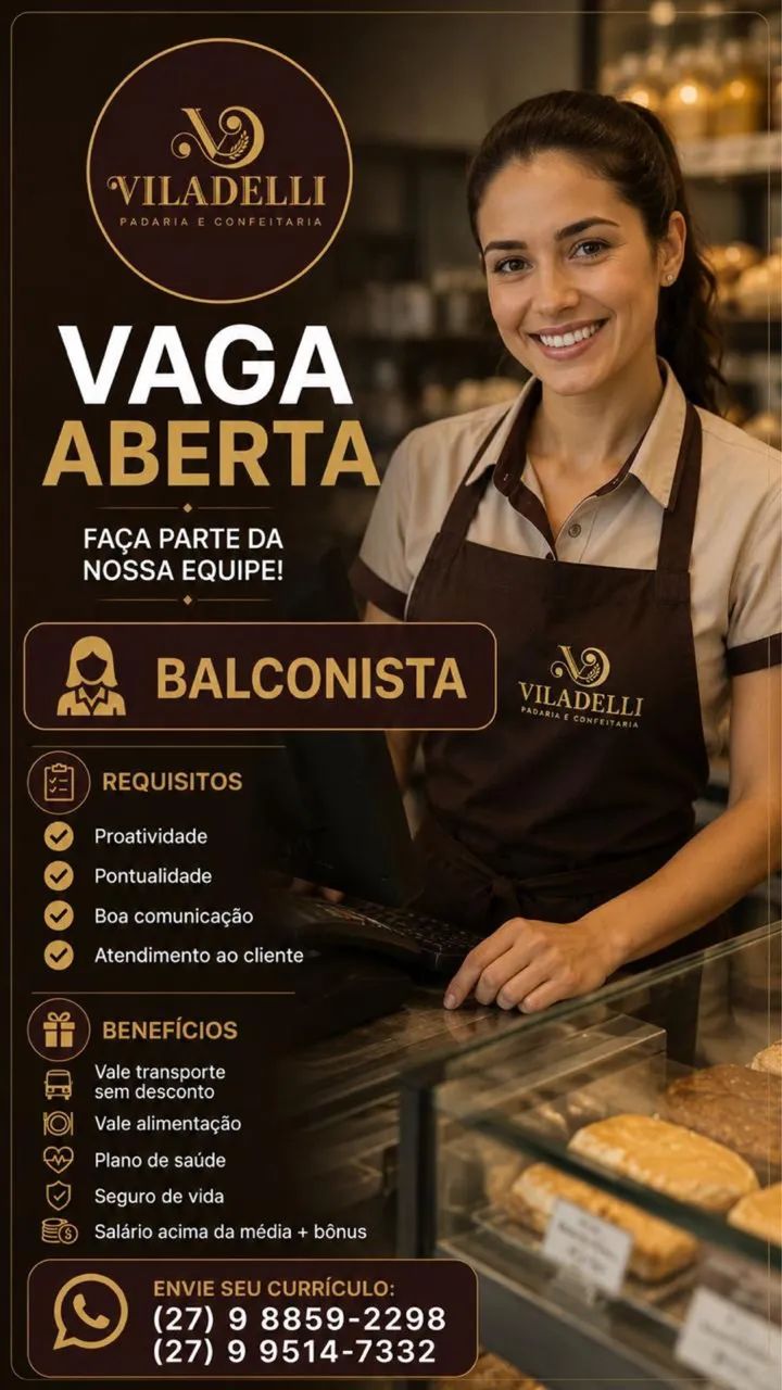 Atendente de Padaria/ Balconista