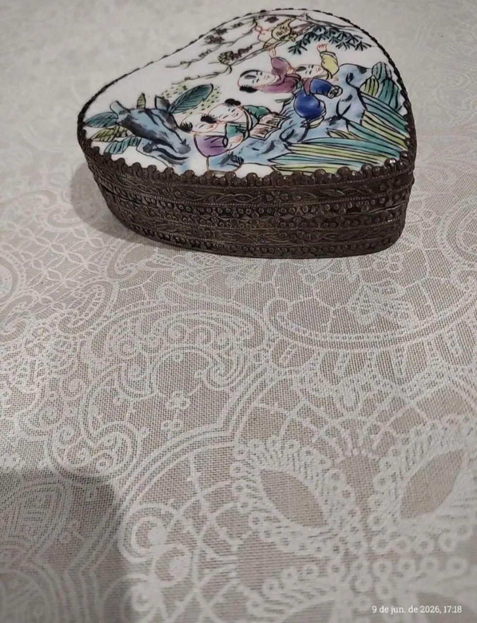 Porta jóia vintage chinês formato coração - Foto 2