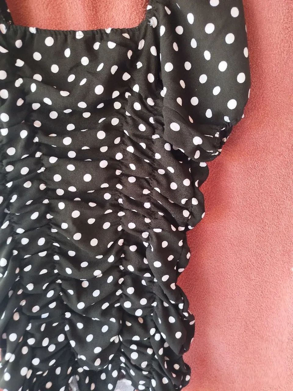 Vestido Drapeado bolinhas -zara - Foto 5