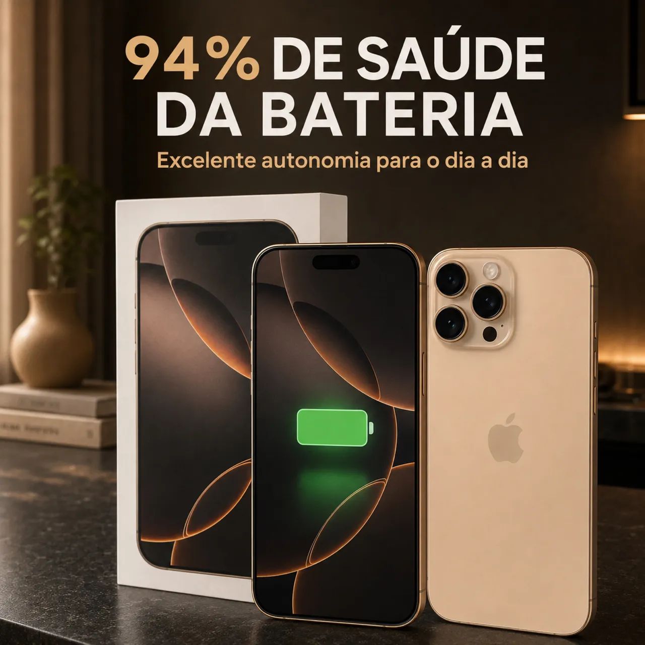 iPhone 16 Pro Titânio Deserto 94% Bateria + Caixa - 256g - Foto 3
