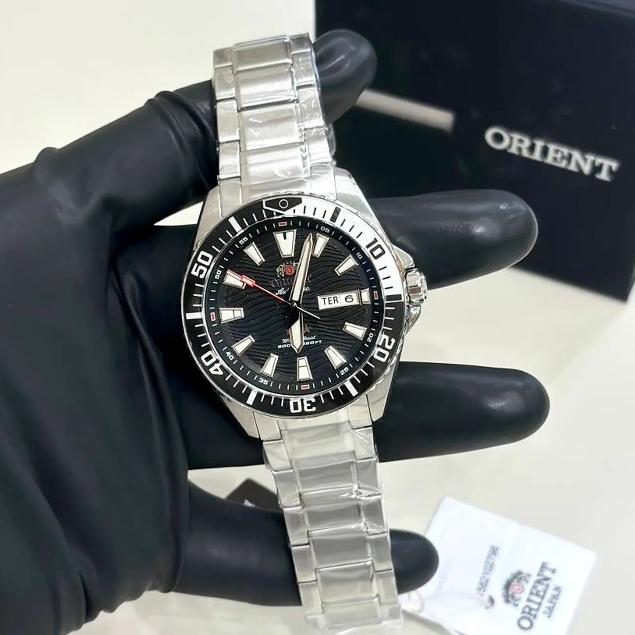 Relógio orient 3 estrelas preto automático novo