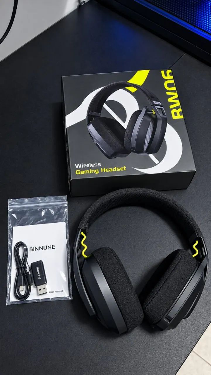 Headset Gamer BINNUNE BW06 - Sem Fio 2.4G/Bluetooth com Microfone