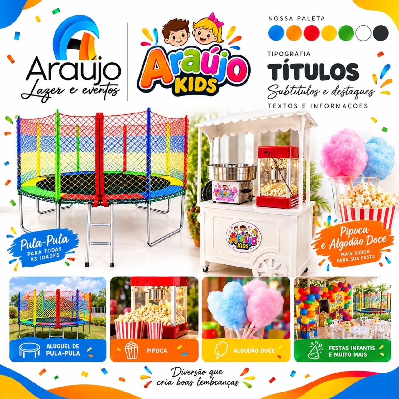 Pula pula algodão doce e pipoca aluguéis 