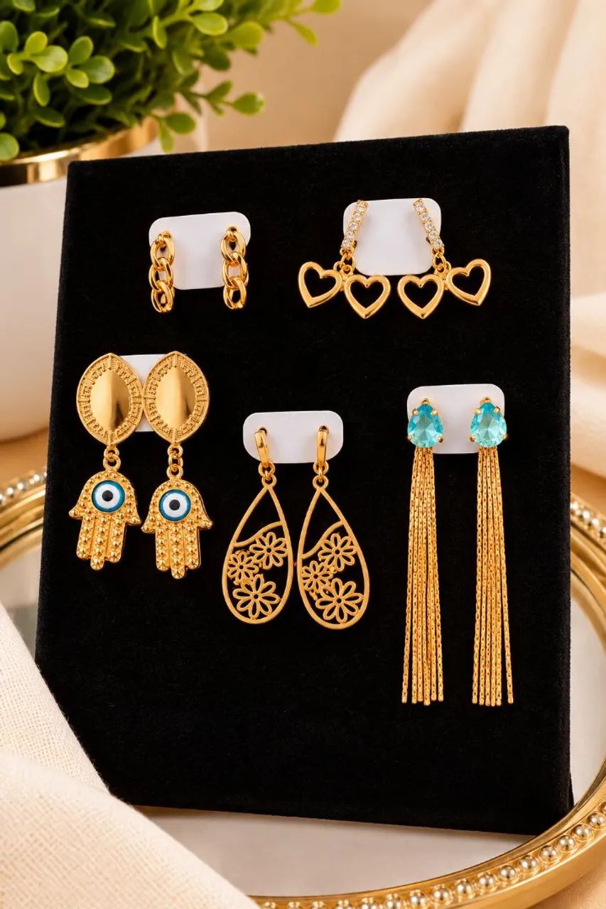 Semijóias brincos banhados a ouro 18k e prata 925