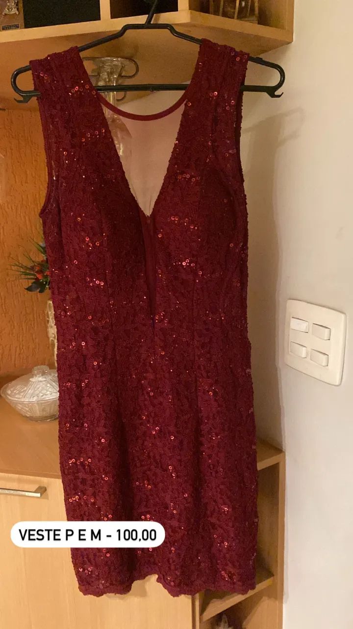 Vestido Marsala de renda tubinho - Foto 2