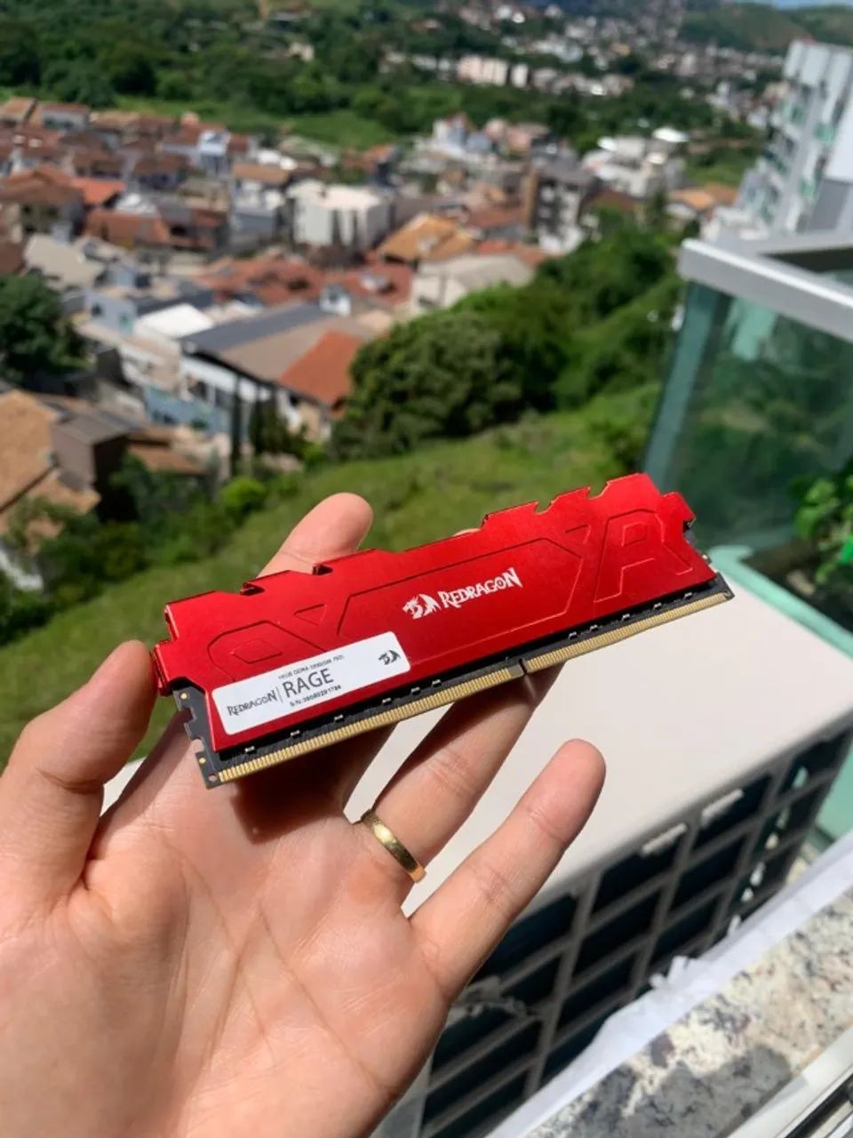 Memória DDR4 Redragon rage, 1x16GB, 3200MHz, vermelha, CL16