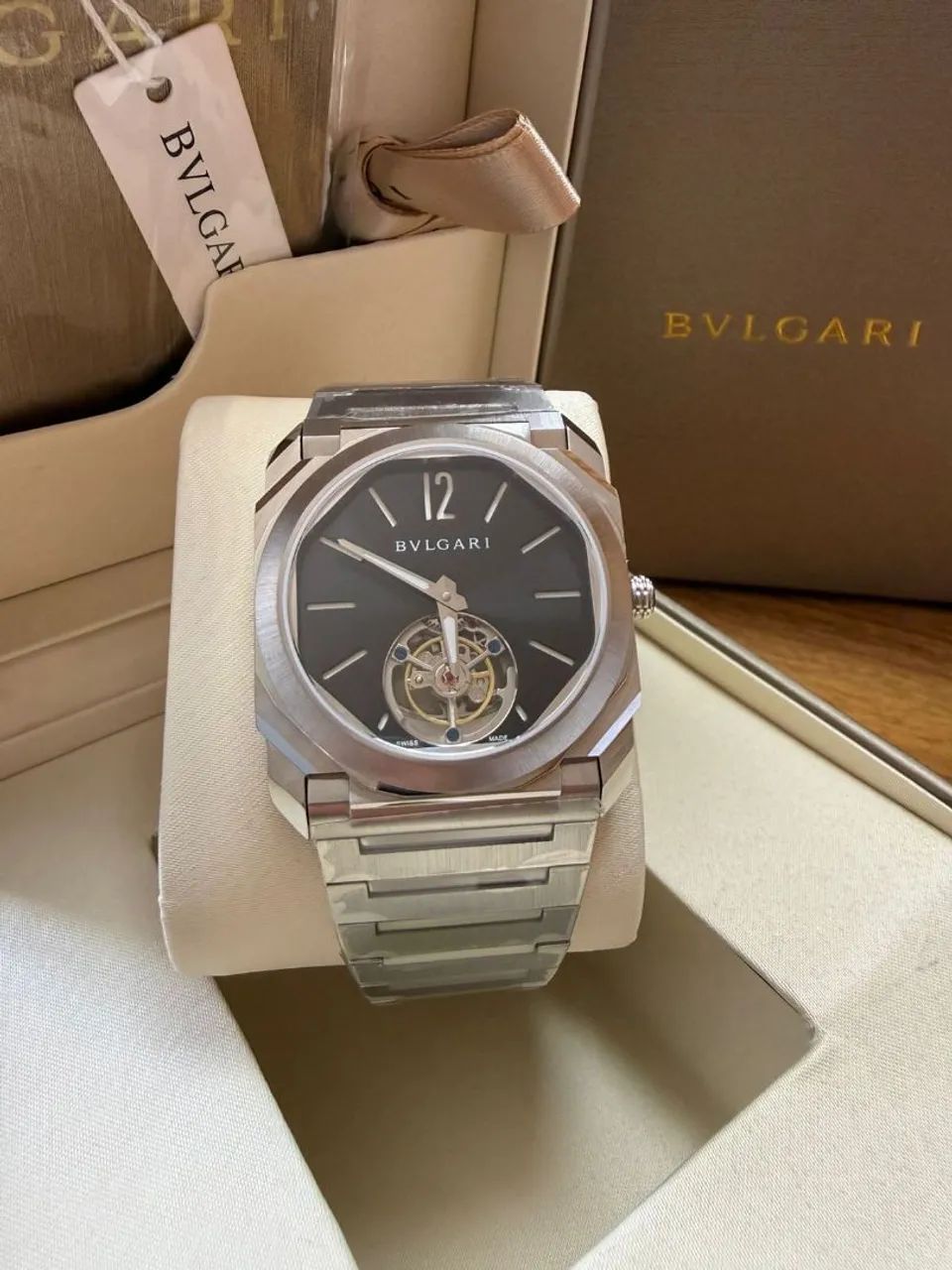 Relógio Base ETA Estilo Bvlgari Octo Finissimo Tourbillon - Foto 2