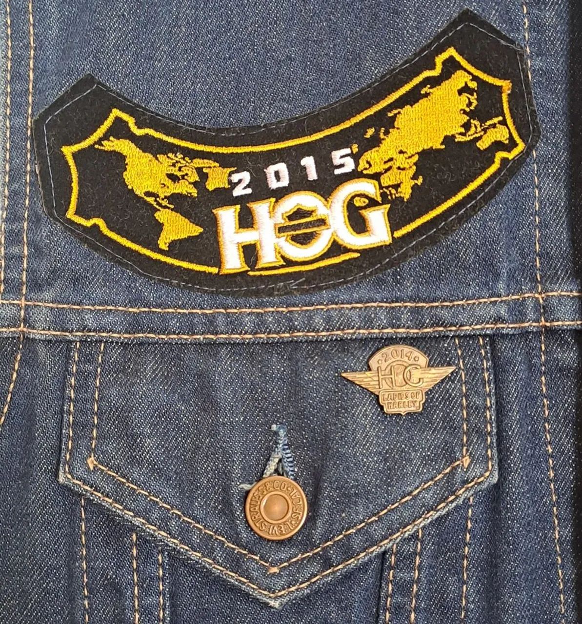 Jaqueta Jeans  customizada HOG Harley Davidson - Foto 4