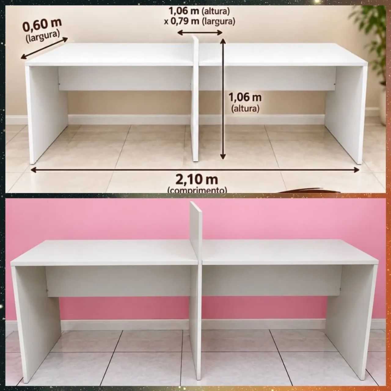Mesa de escritório dupla 