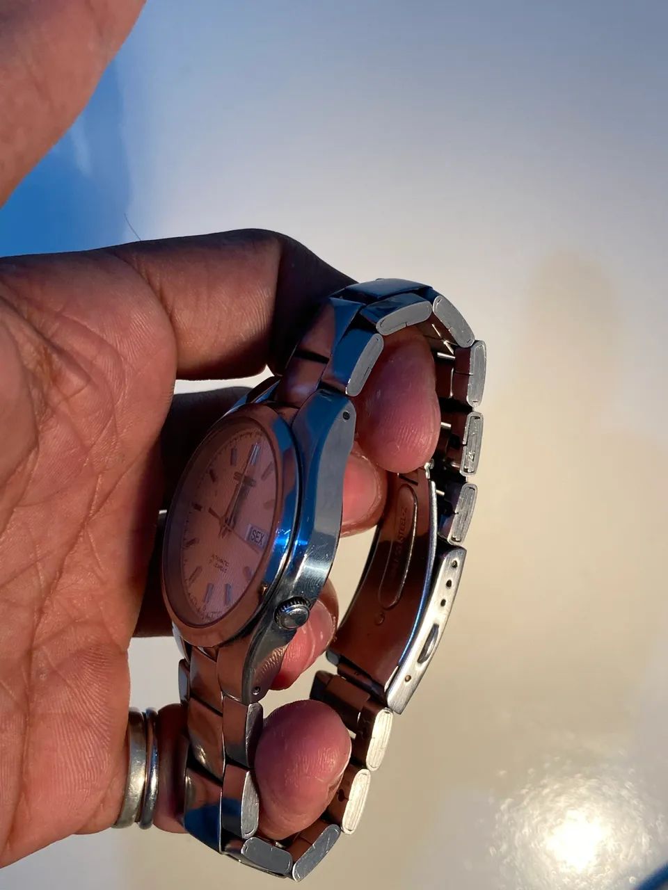 Seiko 5 branco com fundo transparente  - Foto 2