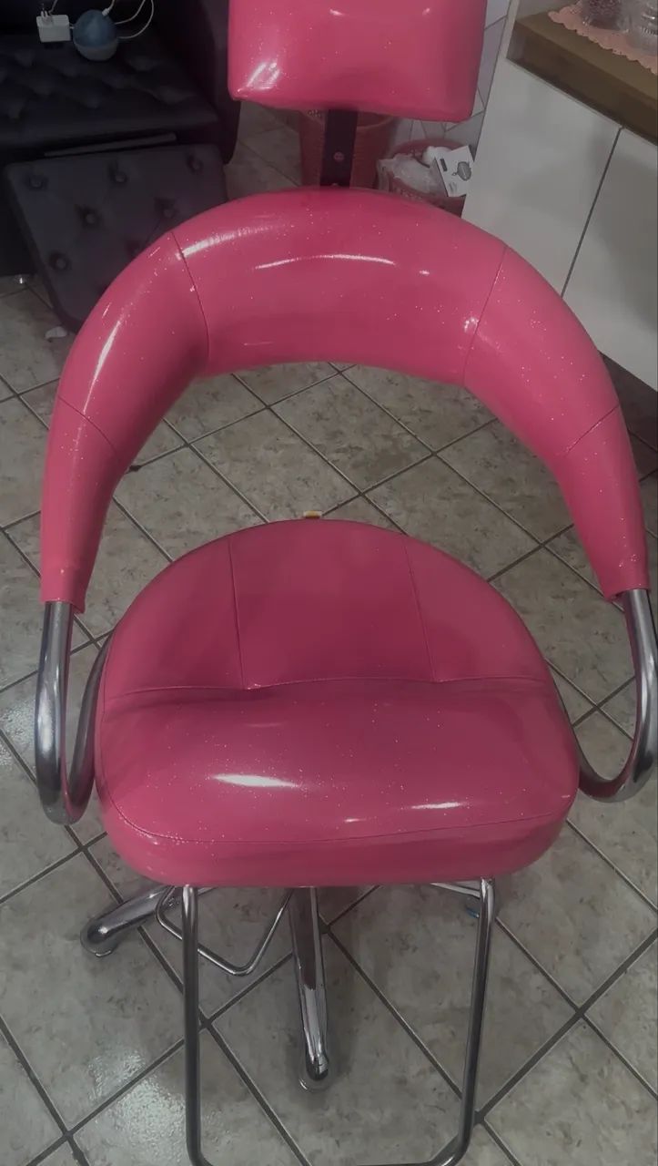 Cadeira de Salão de beleza Hidráulica Rosa com glitter 