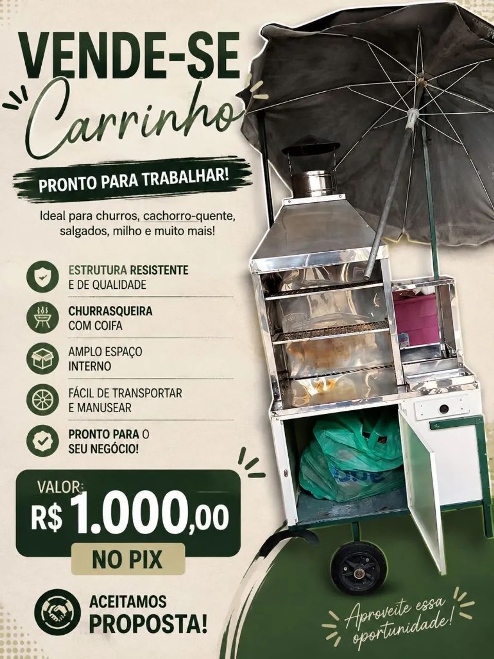 Vendendo um carrinho de churrasco  - Foto 3