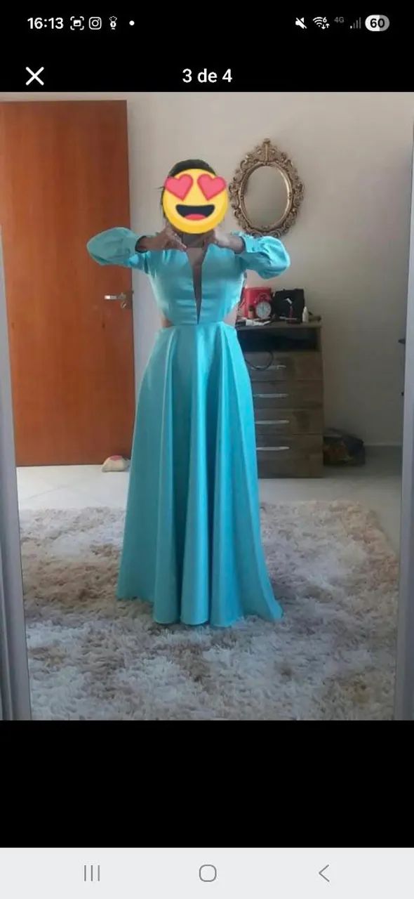 Vestido de festa azul tiffany 