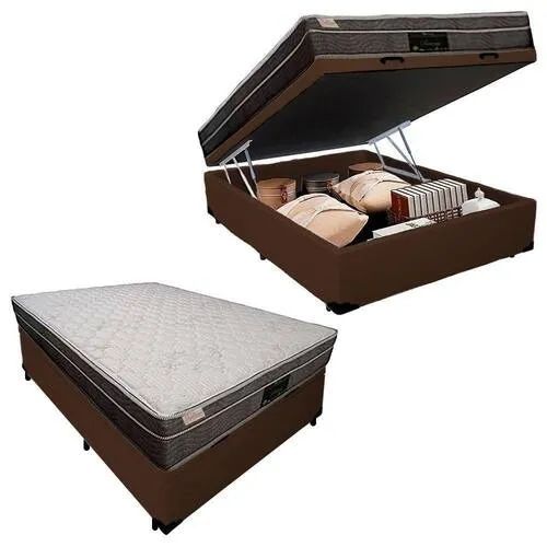  Colchão Casal Riviera + Base Baú Casal Marrom