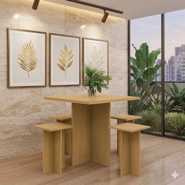 Mesa Dakar com 4 Banquetas - Compacta e Prática (NOVO)